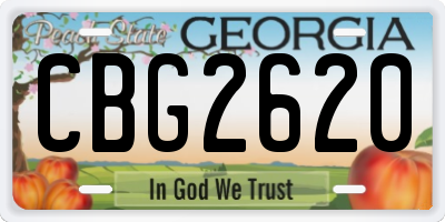 GA license plate CBG2620