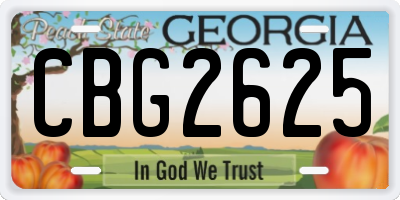 GA license plate CBG2625