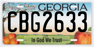 GA license plate CBG2633