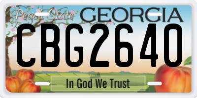GA license plate CBG2640