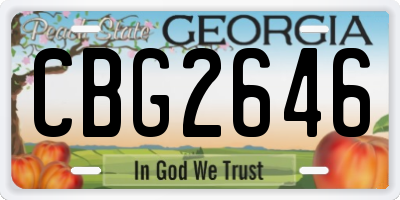 GA license plate CBG2646