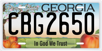 GA license plate CBG2650