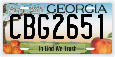 GA license plate CBG2651