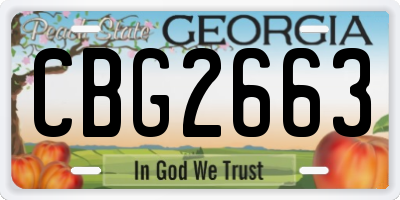 GA license plate CBG2663