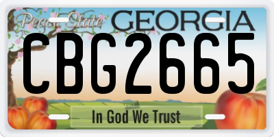 GA license plate CBG2665