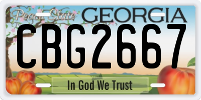 GA license plate CBG2667