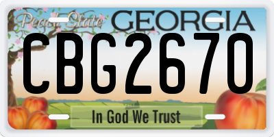 GA license plate CBG2670