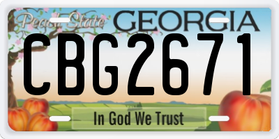 GA license plate CBG2671
