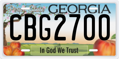 GA license plate CBG2700