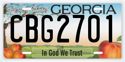 GA license plate CBG2701