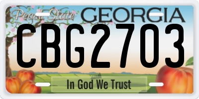 GA license plate CBG2703