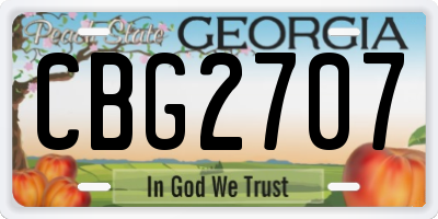 GA license plate CBG2707