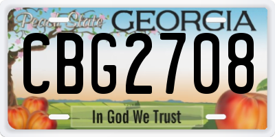 GA license plate CBG2708