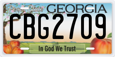 GA license plate CBG2709