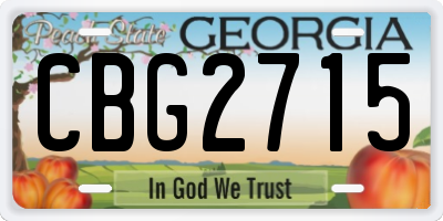 GA license plate CBG2715