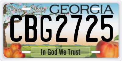 GA license plate CBG2725