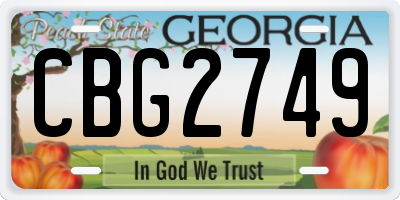 GA license plate CBG2749