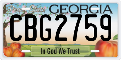 GA license plate CBG2759