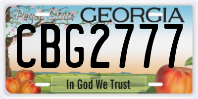 GA license plate CBG2777