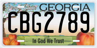 GA license plate CBG2789