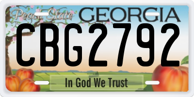 GA license plate CBG2792