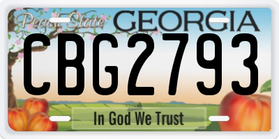 GA license plate CBG2793