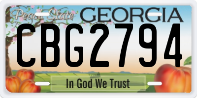 GA license plate CBG2794
