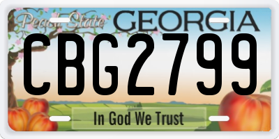 GA license plate CBG2799