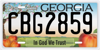 GA license plate CBG2859