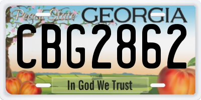 GA license plate CBG2862