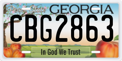 GA license plate CBG2863