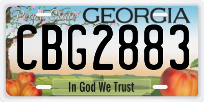 GA license plate CBG2883
