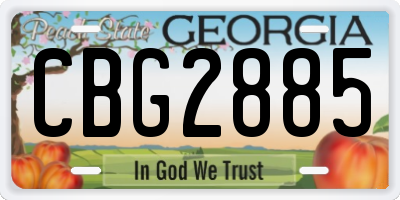GA license plate CBG2885