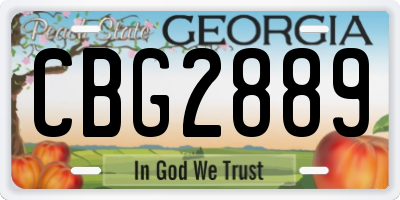 GA license plate CBG2889