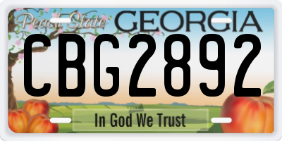 GA license plate CBG2892