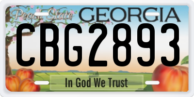 GA license plate CBG2893