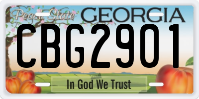 GA license plate CBG2901