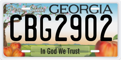GA license plate CBG2902