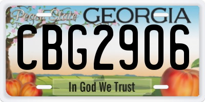 GA license plate CBG2906