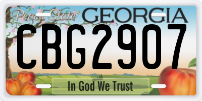 GA license plate CBG2907