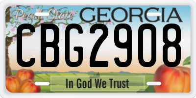 GA license plate CBG2908
