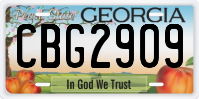 GA license plate CBG2909