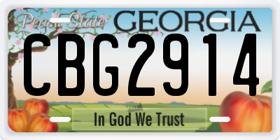 GA license plate CBG2914