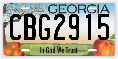 GA license plate CBG2915