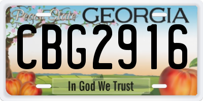GA license plate CBG2916