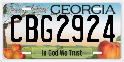 GA license plate CBG2924