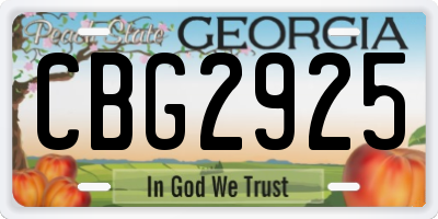 GA license plate CBG2925