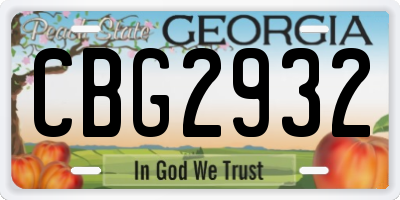 GA license plate CBG2932