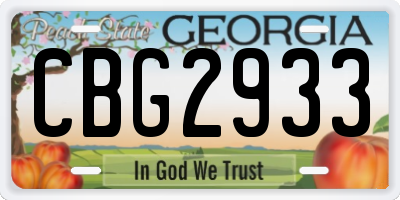 GA license plate CBG2933