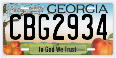 GA license plate CBG2934